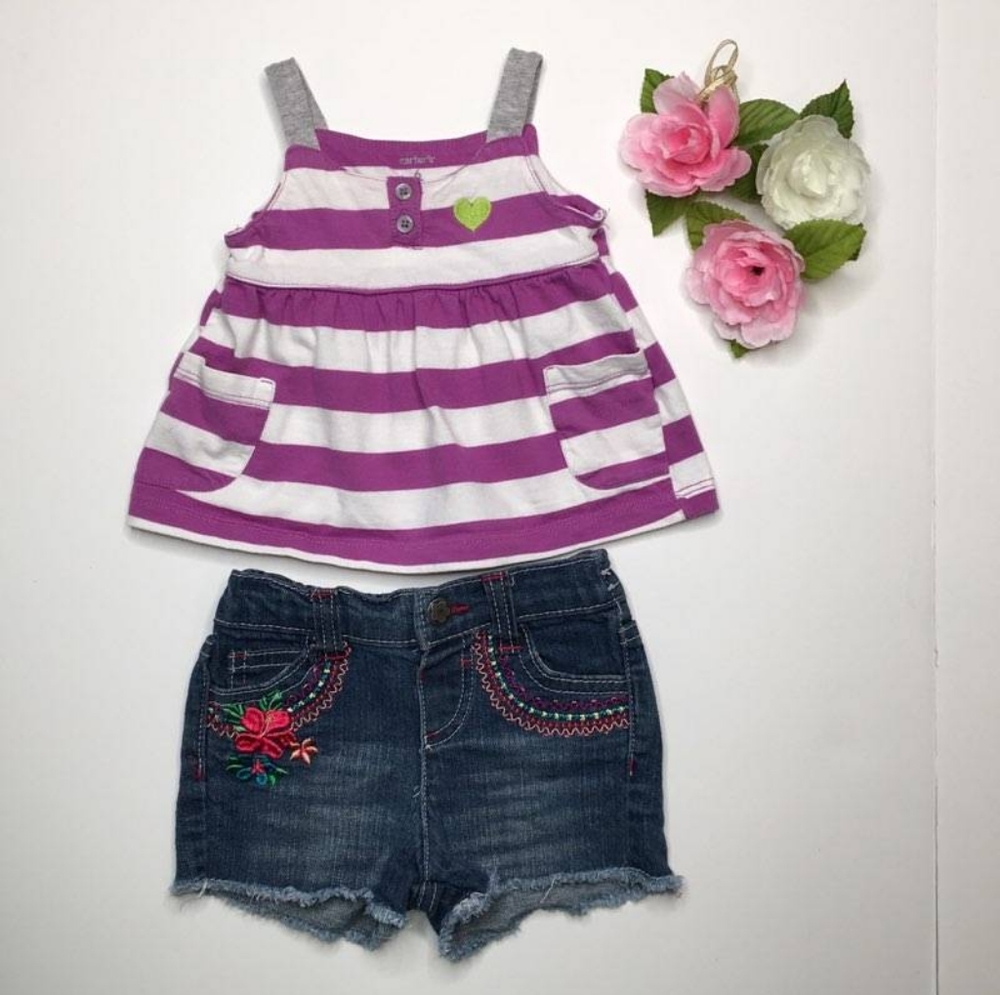 Carter's 2 piece set shirt and short for girl
